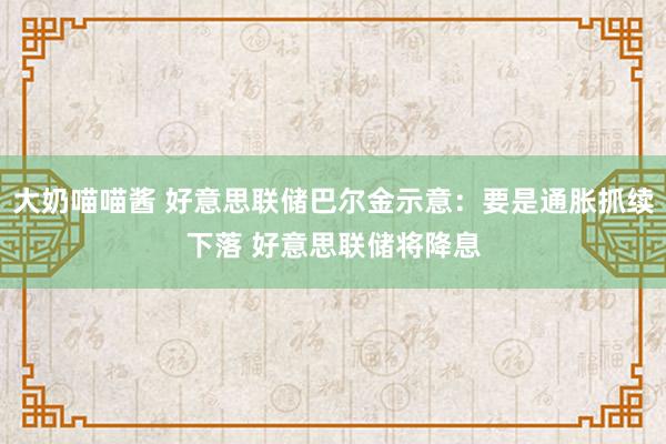 大奶喵喵酱 好意思联储巴尔金示意：要是通胀抓续下落 好意思联储将降息