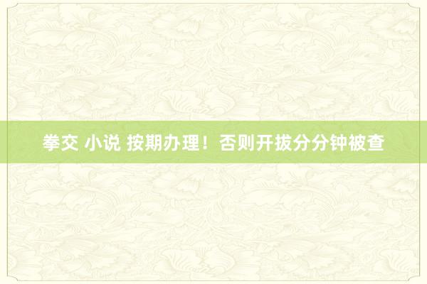 拳交 小说 按期办理！否则开拔分分钟被查