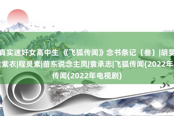 真实迷奸女高中生 《飞狐传闻》念书条记〔叁〕|胡斐|金庸|袁紫衣|程灵素|苗东说念主凤|袁承志|飞狐传闻(2022年电视剧)