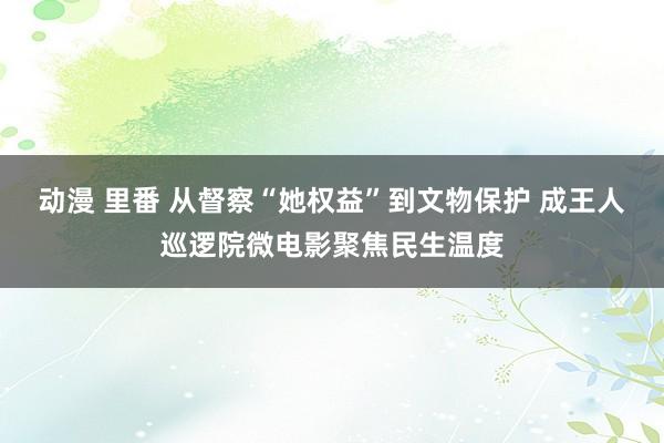 动漫 里番 从督察“她权益”到文物保护 成王人巡逻院微电影聚焦民生温度
