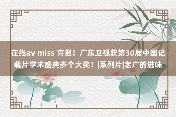 在线av miss 喜报！广东卫视获第30届中国记载片学术盛典多个大奖！|系列片|老广的滋味