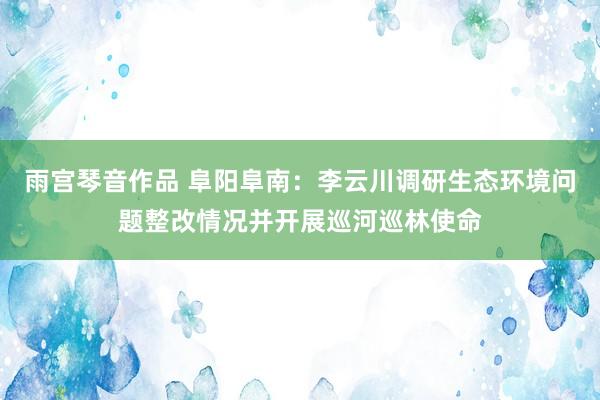 雨宫琴音作品 阜阳阜南：李云川调研生态环境问题整改情况并开展巡河巡林使命