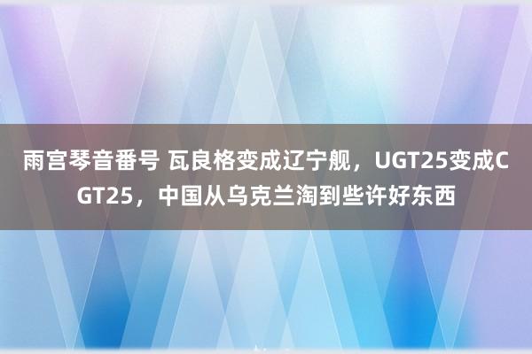 雨宫琴音番号 瓦良格变成辽宁舰，UGT25变成CGT25，中国从乌克兰淘到些许好东西
