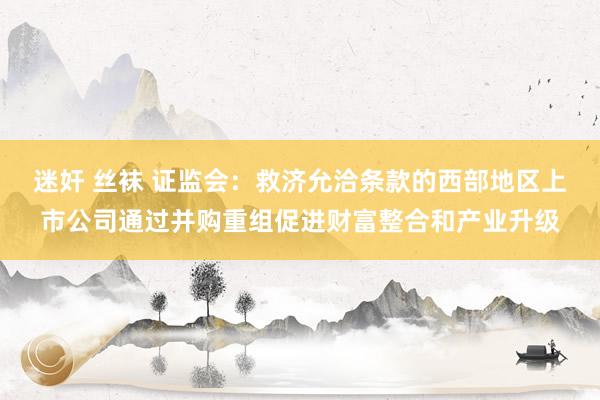 迷奸 丝袜 证监会：救济允洽条款的西部地区上市公司通过并购重组促进财富整合和产业升级